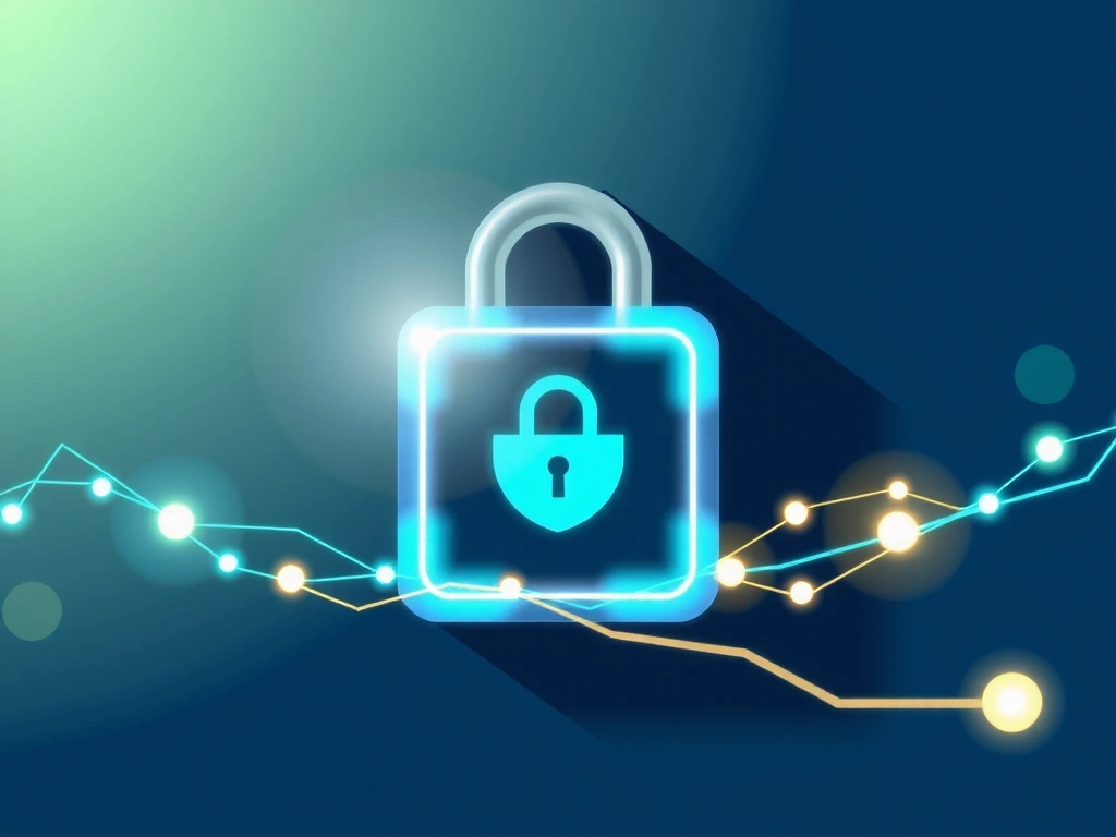 Ilustrație cu un lacăt digital și date securizate, reprezentând confidențialitatea datelor